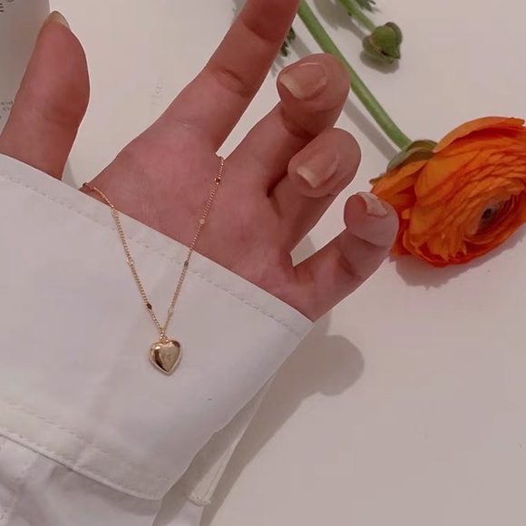 Vermeil Gold heart charm necklace sterling silver gold plated - Picture 9 of 12